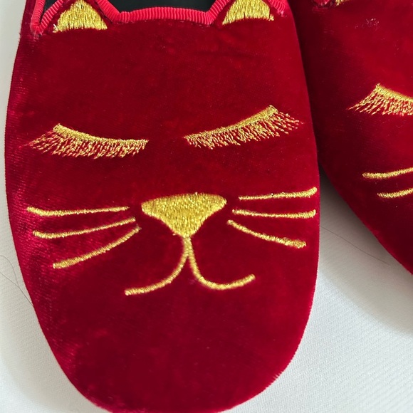 Patricia Green cat velvet slippers - Picture 2 of 8